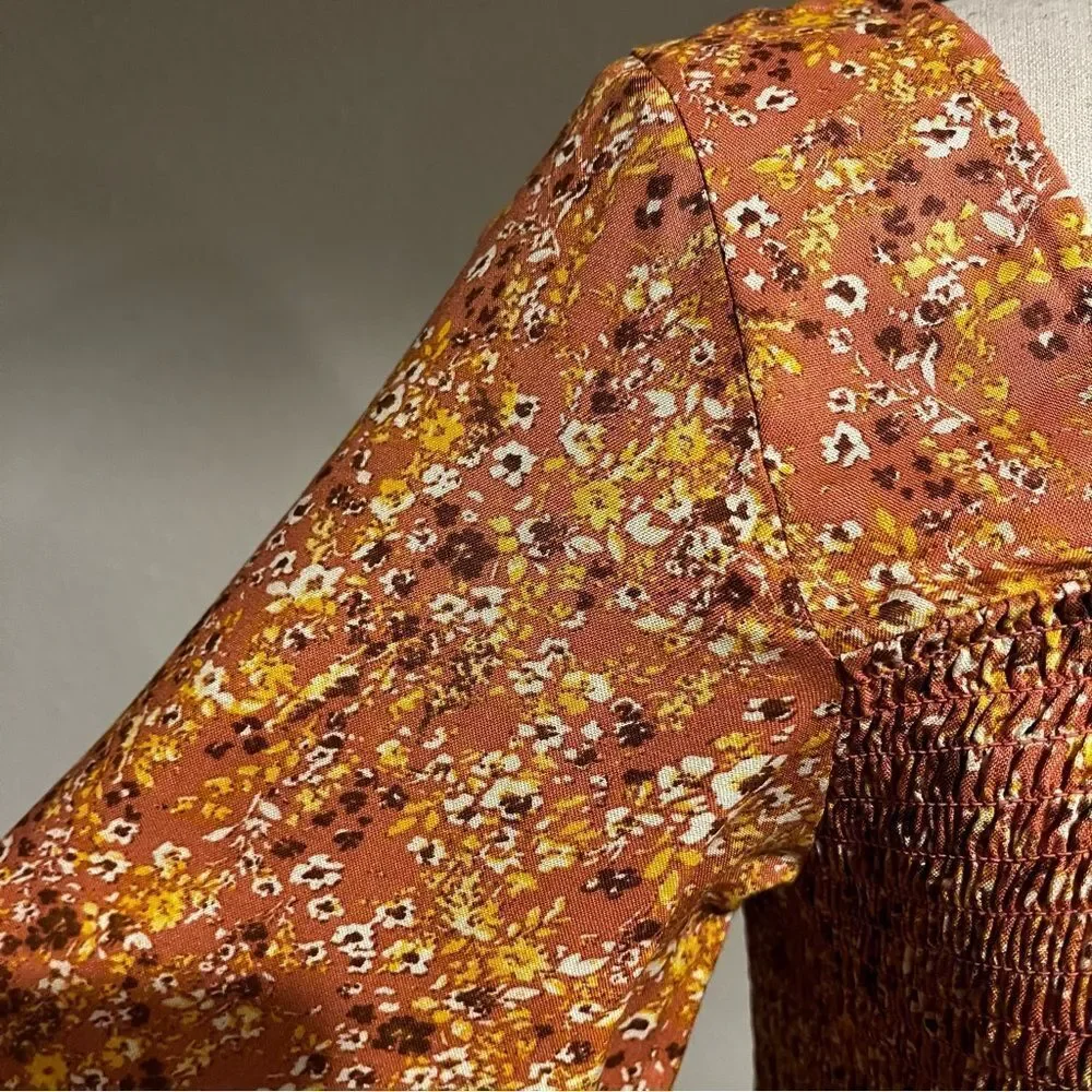 RUSTY PINK‎ FLORAL LONG SLEEVE MINI DRESS